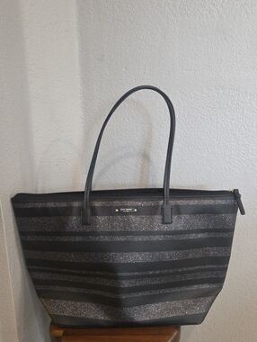 kate spade Black Glitter Stripe Tote